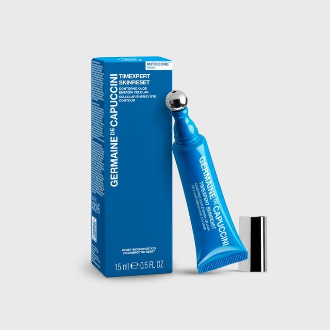 Germaine de Capuccini Timexpert skinreset eye contour gel tube met metalen applicator en blauw doosje